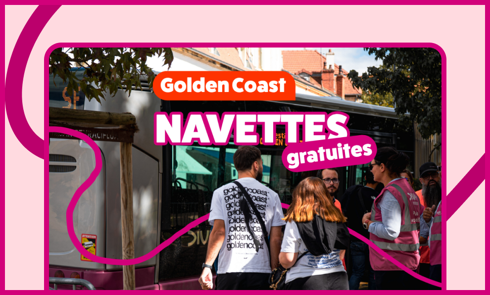 Affiche promotionnelle "Navettes gratuites Golden Coast"
